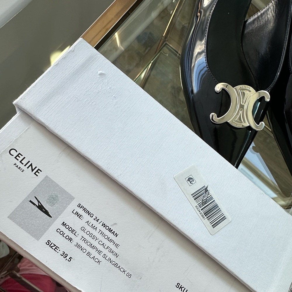 Authentic Celine Black Patent Leather Flats with Silver Accents - Picture 12 of 16